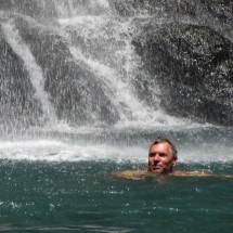 Alfred enjoying the refreshing water of La Cangreja